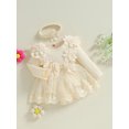 thumbnail image 5 of Hirigin Newborn Baby Girl Lace Romper Dress Long Sleeve Ruffle Mesh Tutu Dress 0 3 6 12 18 Months Cute Jumpsuits with Headband, 5 of 8