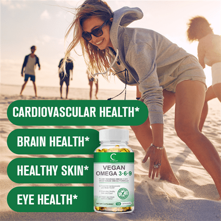 (2 Pack)Omega 3-6-9 Vegan Formula - 5 in 1 Scientifically Formulated Plant-Based Omega 3 6 9 Essential Fatty Acids - 240 Softgels Total