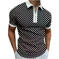 thumbnail image 2 of Handshe Men's Short - Sleeve Printed Zip - Up Turn - Down Collar Casual T - shirt, 2 of 3