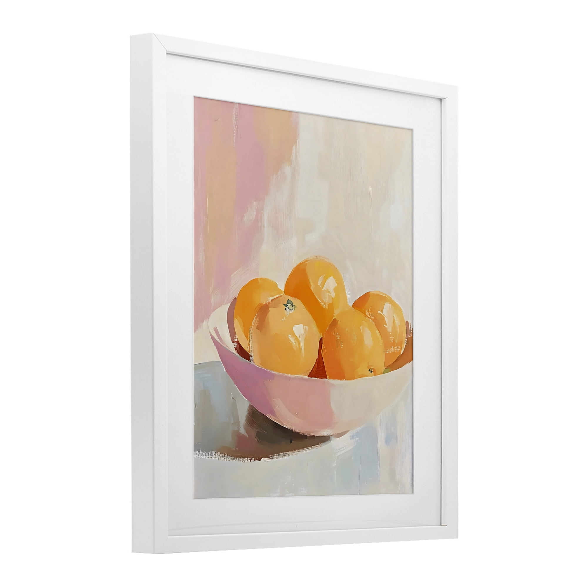 Stupell Industries Pastel Bowl of Oranges White Framed Print Under Glass, design by The Prints Vibe