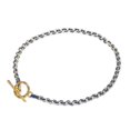 thumbnail image 5 of NOVICA Gold plated brass chain bracelet, 'Golden Day in Dark Blue', 5 of 7
