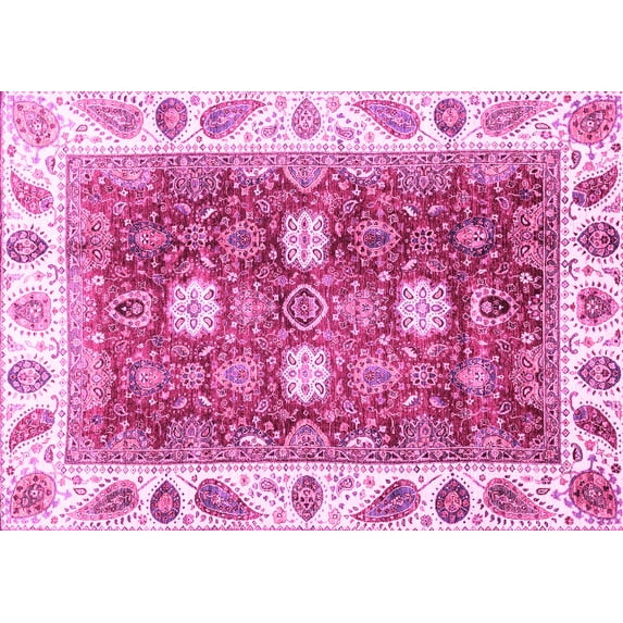 Ahgly Company Indoor Rectangle Oriental Pink Traditional Area Rugs, 5' x 7'