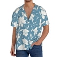 thumbnail image 3 of Vsdgher Lilies Flowers Print Men's Wrinkle Free Untucked Cuban Shirt Business Casual Button Down Shirts Short Sleeve Shirt, 3 of 7