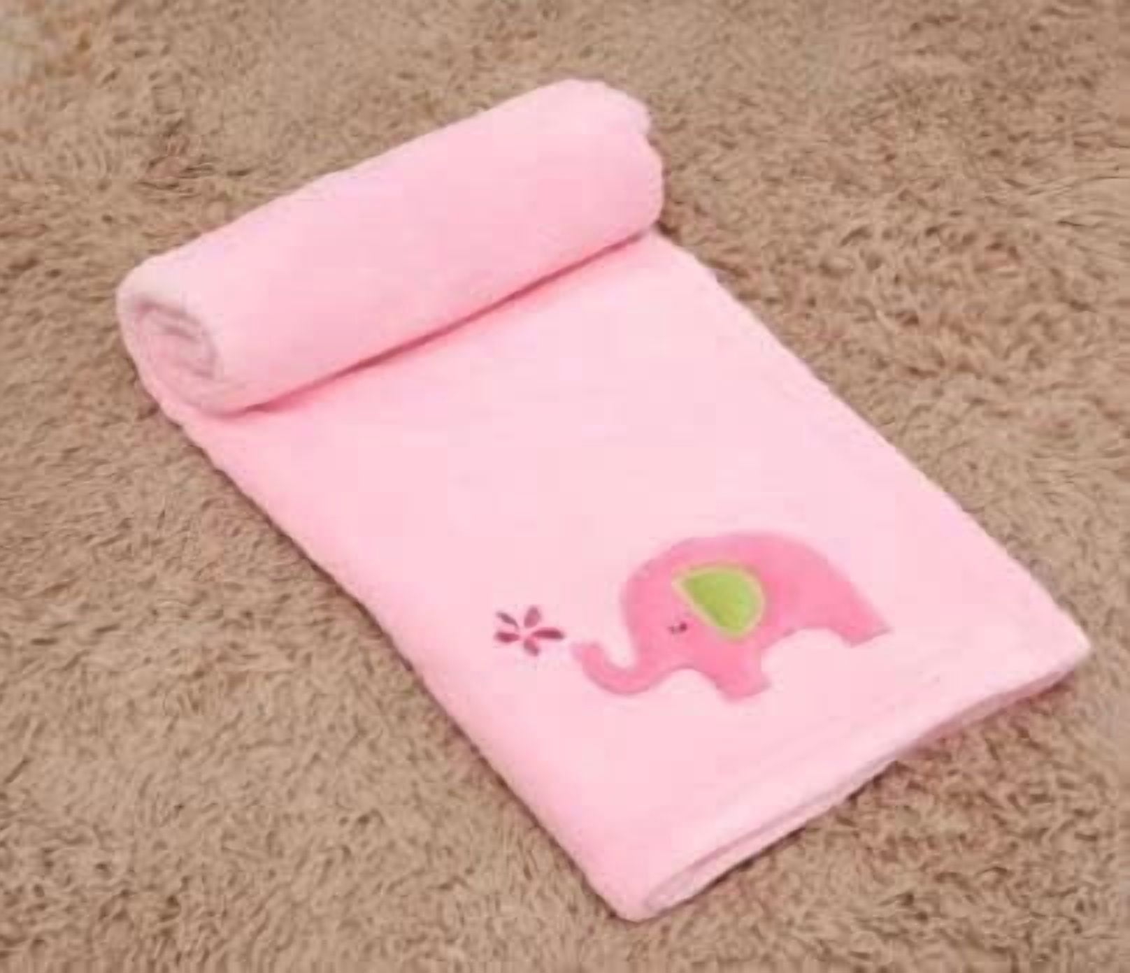 Sweet Baba Elephant Crib Bedding Set 4 Piece, Baby Nursery Bedding Sets Including Crib Quilt, Crib Skirt, Crib Sheet, Blanket, Pink Crib Sets for Girls