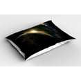 thumbnail image 2 of Ambesonne Galaxy Pillow Sham 2 Pack, Sun Rising Above Earth, 30"x20", Black, 2 of 3