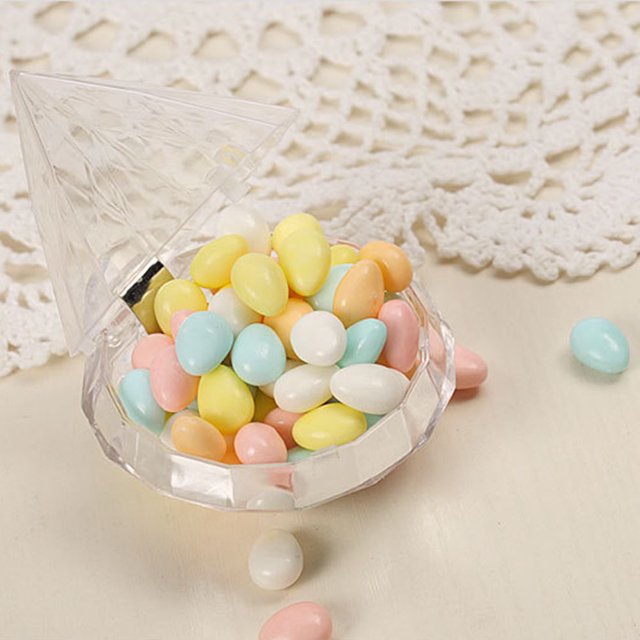Caja de dulces con forma transparente, contenedor de plástico transparente para decoración del hogar, fiesta de boda