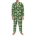 thumbnail image 3 of Naloa Avocado Heart Men’s Pajamas Set - Long Sleeve Button Down Sleep Shirt and Pajama Bottoms Sleepwear Set-Medium, 3 of 7