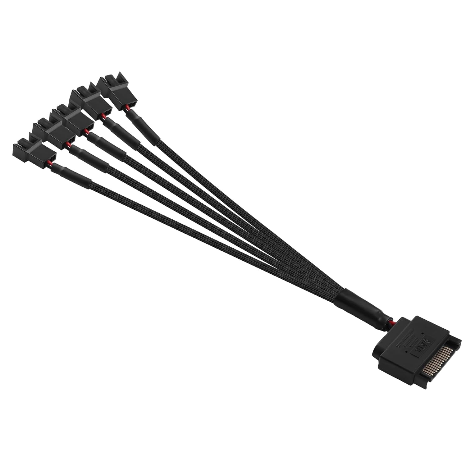 HRTGFD-PC Case Channel Fan Extension Cable PSU SATA 15-Pin to 2510 4P-2P Female Fan Adapter Cable (1 to 5) 26cm / 10.5 in