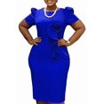 thumbnail image 1 of Womens Elegance Audrey Hepburn Style Ruched 3D Flower Short Sleeve Pencil Dress, 1 of 8