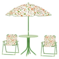 Kids Picnic Table and Chair Set, Outdoor Play Table with Umbrella, Foldable Patio Furniture for Toddlers, Green