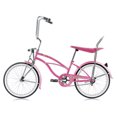 thumbnail image 6 of Wonder Wheels 20 In. Beach Cruiser Lowrider Coaster Brake Single Speed Bicycle, Bike With Banana Seat Stainless Steel Spokes One Piece Crank Alloy Rims 36 H - Pink, 6 of 7