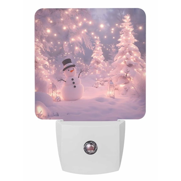 Christmas Night Lights Auto Sensor Pink Snowman Plug-in LED Nightlights Dusk to Dawn for Living Room, Bedroom, Bathroom, Hallway, Stairways Wall Decor, Christmas Tree Snowflake Forest Night Light