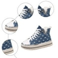 thumbnail image 5 of Womens Sparkly Rhinestones Denim Platform High Top Fashion Sneakers Casual Ripped Canvas Chunky Glitter Walking Shoes, 5 of 7