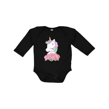

Inktastic Unicorn Roses Gift Baby Boy or Baby Girl Long Sleeve Bodysuit