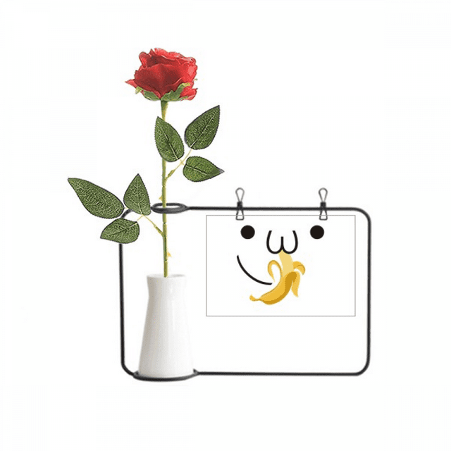 Lovely Face Eat Banana Expression Artificial Rose Flower Hanging Vases Decoration Bottle