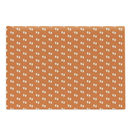 

Flip Flop Cutting Board Repeating Pattern Pair of Beach Thong on Fiery Orange Plain Background Decorative Tempered Glass Cutting and Serving Board Large Size Orange and White by Ambesonne