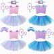 thumbnail image 2 of Disfraz de sirena para niñas, regalos de cumpleaños, conjuntos de falda tutú de princesa sirena para niñas pequeñas, tops + falda de tul, conjunto de ropa para niñas, 2 of 5
