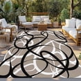 thumbnail image 2 of Brown Geometric Outdoor Rug 3x5 Ft - Reversible Patio Rug Outdoor Camping Rugs, Vintage Black White Striped Abstract Art Indoor Outdoor Area Rugs, Non-Slip Outdoor Carpet Runner for Deck/Porch, 2 of 8