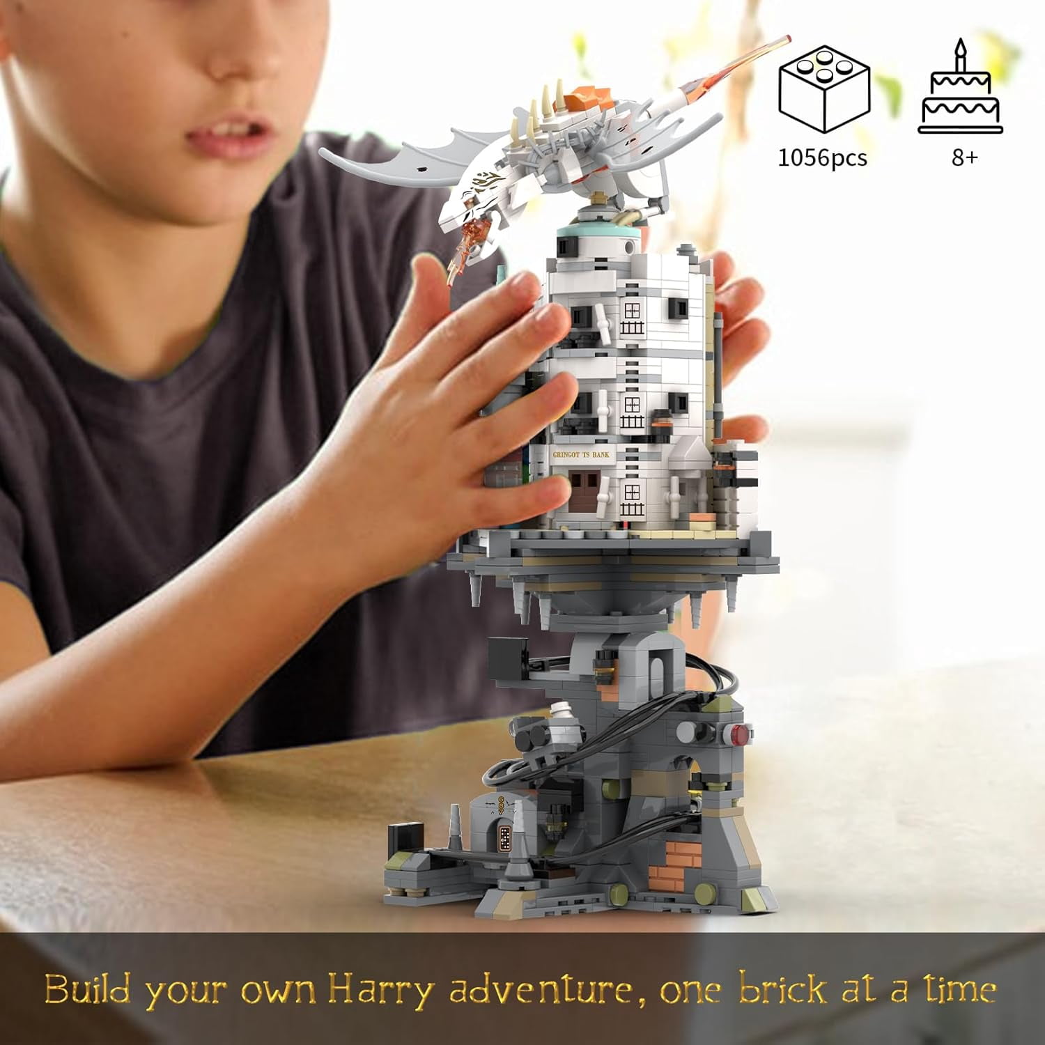 Harry Wizarding Bank Building Set Potter Architecture Model Compatible with Lego 1056Pcs