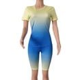 thumbnail image 4 of 2Pcs Womens Gym Short Sleeve T-Shirt Tops Biker Workout High Waist Shorts Tracksuit Outfit Set, 4 of 6