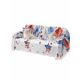 thumbnail image 2 of 4th of July Couch Cover for 2 Cushion Sofa, Red Blue Floral Independence Day Stars Butterflies Washable Loveseat Sofa Covers Slipcover for Sectional Sofas L-Shaped, Couch Throw Cover 71"x118", 2 of 9