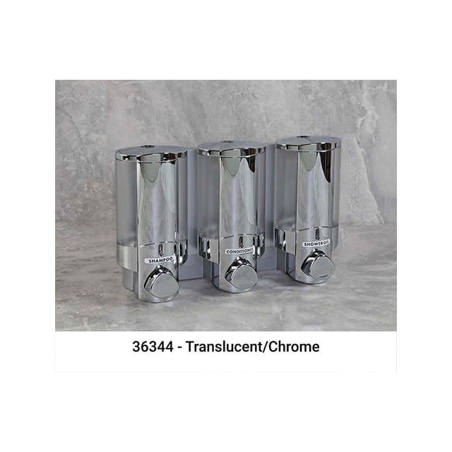 AVIVA Distributeur de Produits de Bain Liquides 3 Chambres Chrome et Translucide 1/paquet