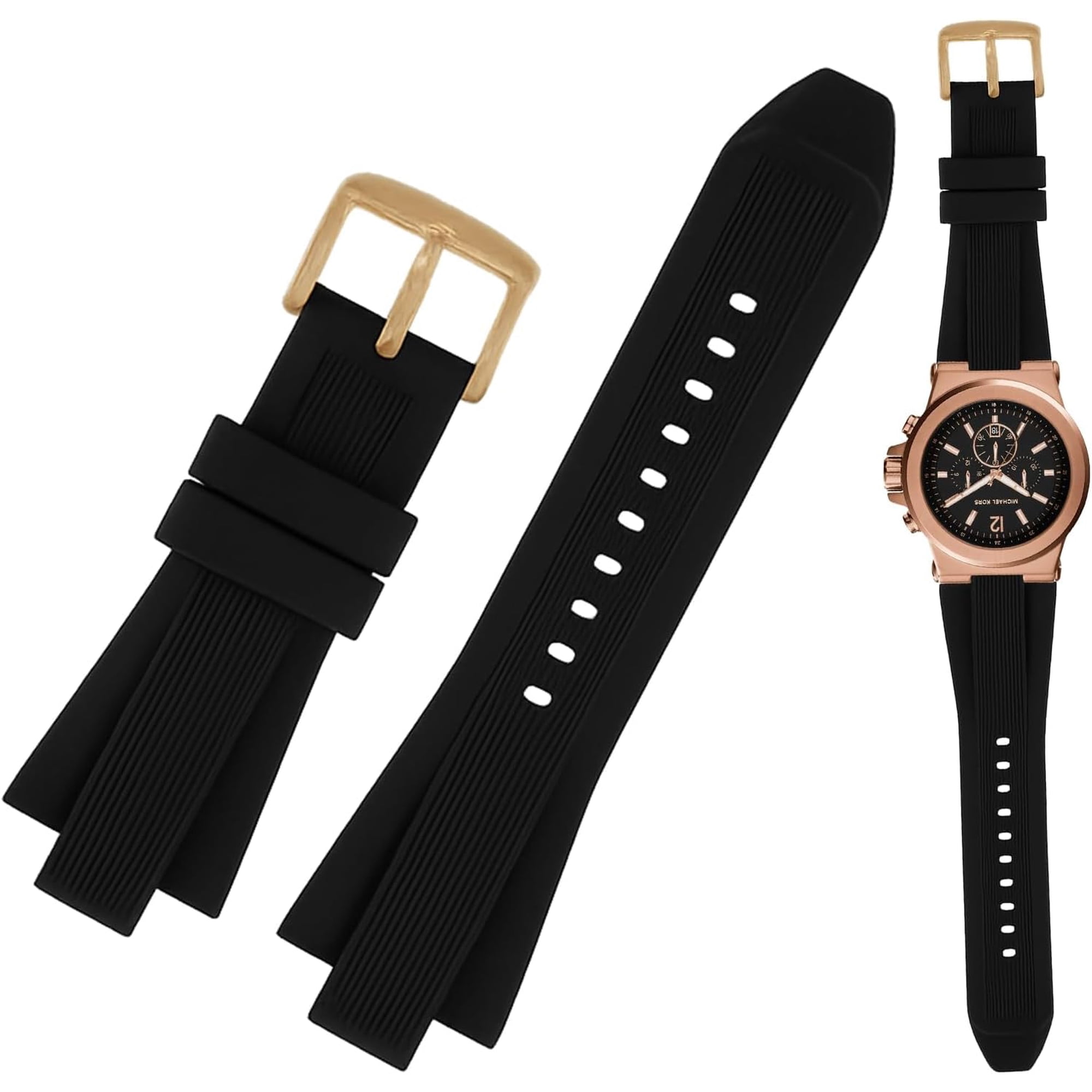 For Michael Kors Watch Band – Soft Rubber Strap Compatible with Smart Watch Models MK8184 MK9020 MK8152 – Quick Release Replacement for Men & Women (29mmx13mm, Black)