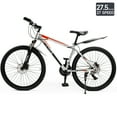 thumbnail image 4 of 27.5 Inch Mountain Bike for Adult, 27-Speed Front Suspension High-Carbon Steel MTB Bicycle, Dual Disc Brake Bikes for Men Women, Silver, 4 of 11