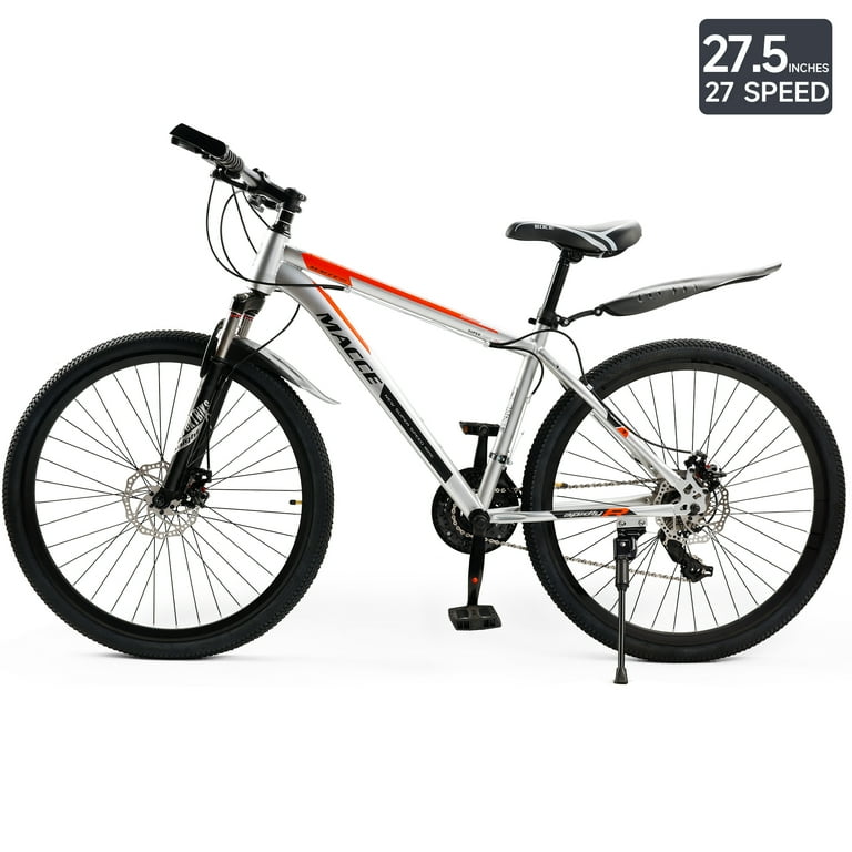 ARTUDATECH Mountain Bike 27.5 Inch for Adult 27 Speed Dual Suspension High Carbon Steel MTB Bicycle Dual Disc Brake Bikes for Men Women Silver