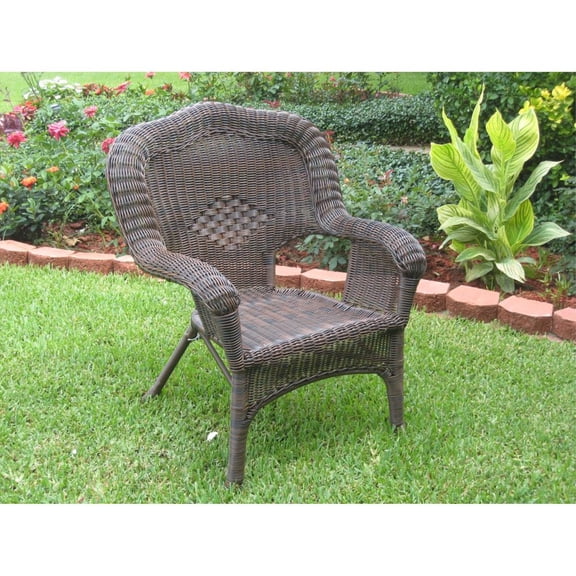 International Caravan Camelback Resin Wicker Patio Chairs (Set of 2)