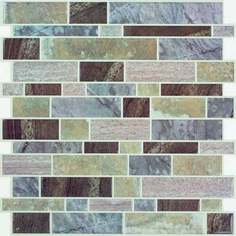 RoomMates Blue Long Stone Tile Peel and Stick Backsplash RoomMates Blue Long Stone Tile Peel and Stick Backsplash
