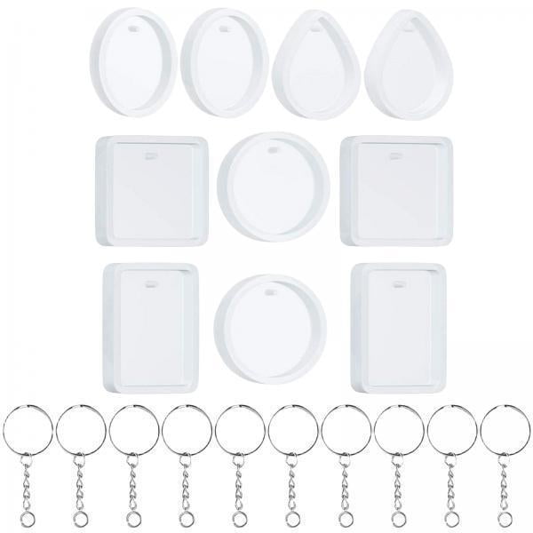 20 Piezas DIY Salvador Llavero Colgante de Silicona de Fundición Rectangular Ovalado 5