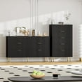thumbnail image 7 of Garvee Modern 7-Drawer Fluted Wood Dresser, Large White Dresser with Gold Handles, Elegant Bedroom Storage Chest for Living Room, Hallway, or Entryway, Black, 7 of 7