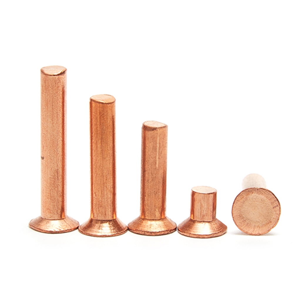 (20pcs) Purple Copper Countersunk Head Solid Rivets Fasteners, M5x25mm