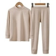 thumbnail image 3 of POIUYTR Toddler Cotton Thermal Underwear Set Kid Unisex Mock-Neck Long Sleeve Top & Long Pants for Night Sleep & Cold-Day 3-15Y, 3 of 4