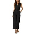 thumbnail image 2 of MODA NOVA Juniors' Jumpsuit V Neck High Waist Sleeveless Long Pants Jumpsuit M Black, 2 of 6