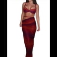 thumbnail image 1 of Conjunto de 2 Piezas para Mujer, Sexy, , de Verano, con Top Fruncido y Espalda Descubierta, y Falda con Aberturas, Vestido de Noche. Rojo S, 1 of 7