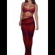 thumbnail image 1 of Conjunto de 2 Piezas para Mujer, Sexy, , de Verano, con Top Fruncido y Espalda Descubierta, y Falda con Aberturas, Vestido de Noche. Rojo S, 1 of 7
