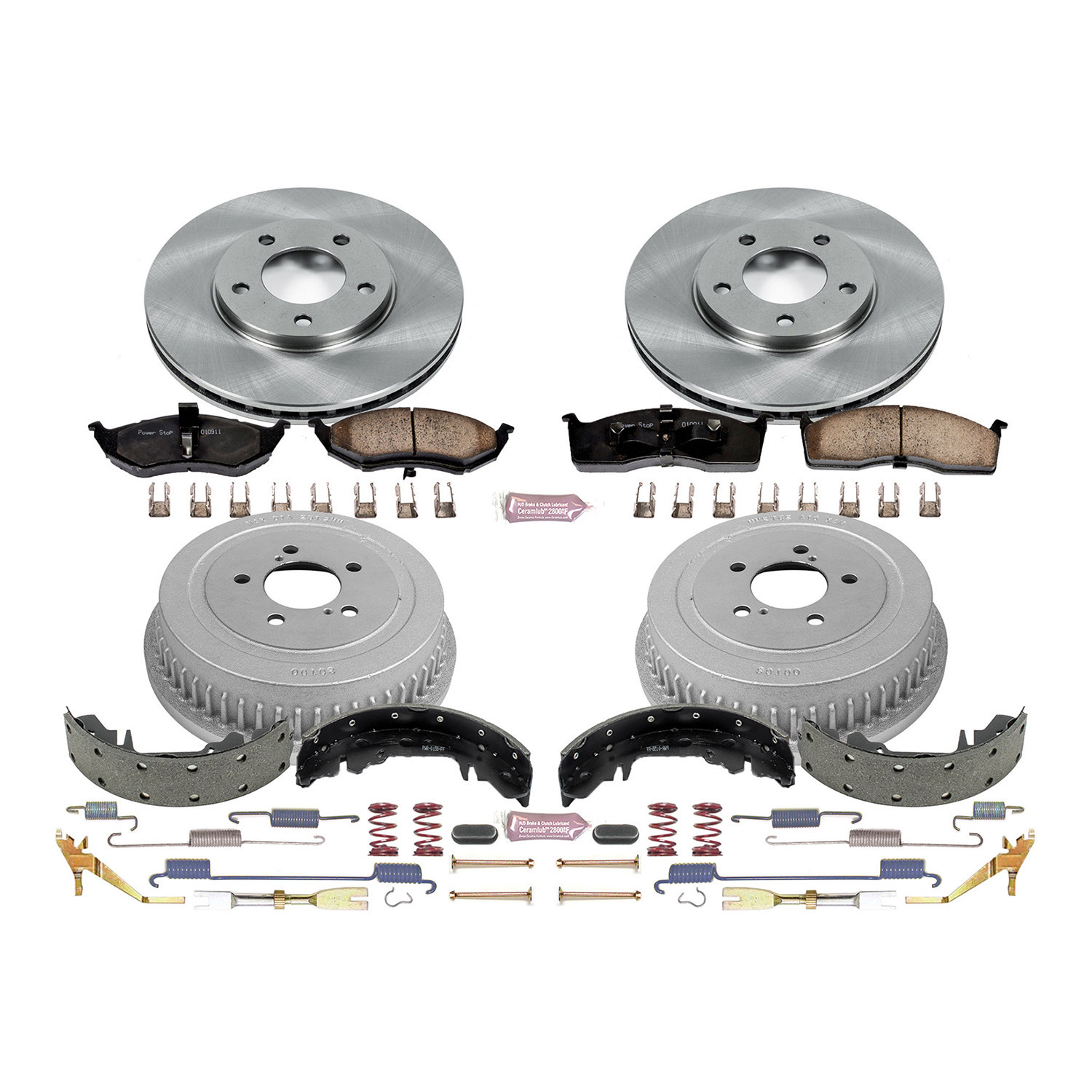 Power Stop Front and Rear Stock Replacement Drum and Shoe Kit KOE15012DK