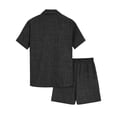 thumbnail image 3 of New Arrival Male Two-Piece Sets Men's Cotton and Linen Short Sleeve T-shirt+Short Pant Set Solid Shirt+Shorts Home Suits, 3 of 4