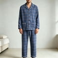 thumbnail image 4 of XUNKUSGA Mens Pajamas Sets Fashion Plaid Button Down Pjs Sets Soft Cotton Long Sleeve Shirt and Long Pants 2 Piece Pajamas for Men Casual Lightweight Sleepwear sets with Pockets,Size 3XL, 4 of 5