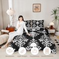 thumbnail image 3 of Homewish Spooky Halloween Skull Twin Comforter Sets,Retro Damask Bedding Set,Black White,Black Reversible,2pcs,1 Comforter and 1 Pillowcase, 3 of 7