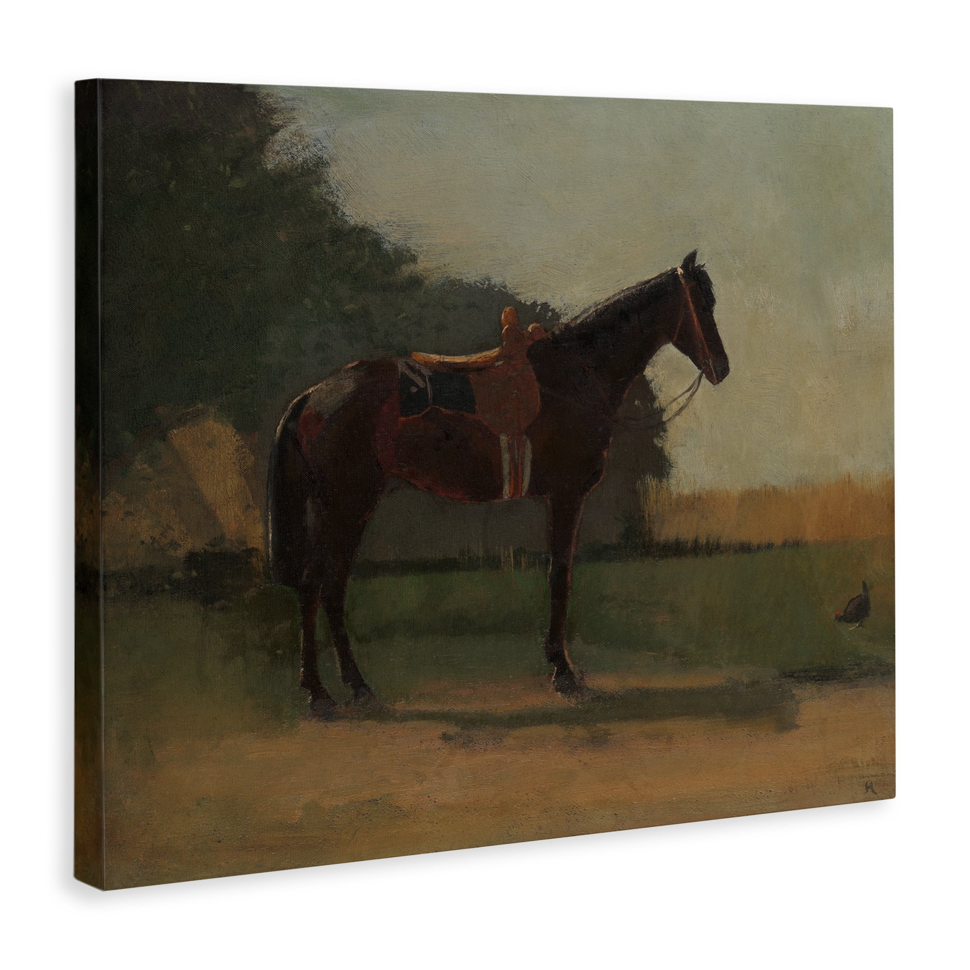 Stupell Industries Racing Horse with Saddle Animals & Insects Painting Gallery Wrapped Canvas Art Print Wall Art, 48 x 36