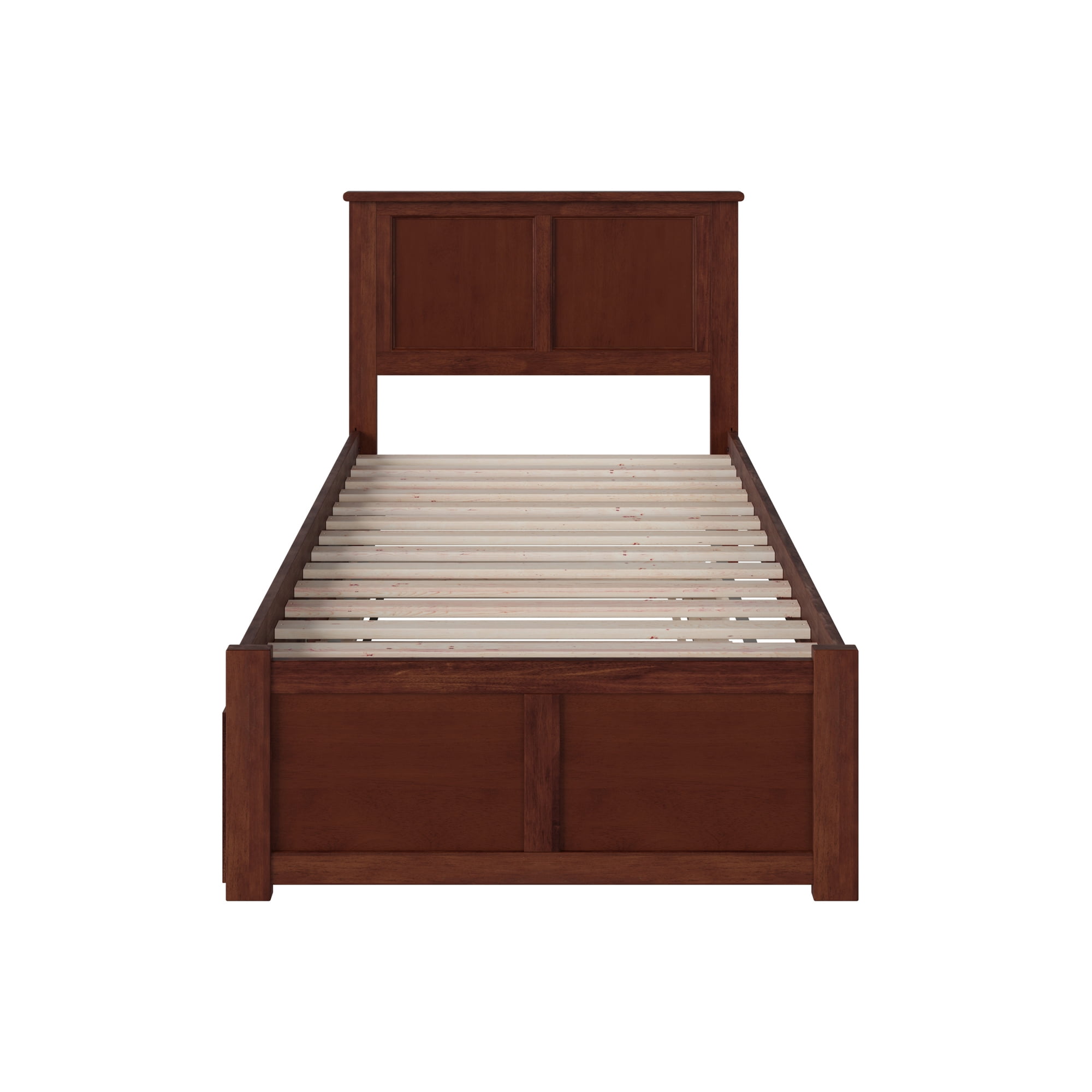 AFI Madison Twin Solid Wood Platform Bed with Footboard & Twin Trundle, Walnut