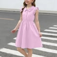 thumbnail image 4 of Atogsazn Kids Girls Summer Dress Childrens Casual Button Ruffle Sleeveless Dresses Midi Sundress Outfit Pink 5-6Years Fashion, 4 of 4