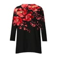 thumbnail image 6 of QQAMB 3/4 Sleeve Tunic Tops for Women Dressy Casual Crewneck Floral Printed Loose Blouse Flowy Shirts Black L, 6 of 7