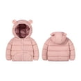 thumbnail image 4 of Toddler Boys and Girls Zip Up Warm Coat Cozy Track Jackets Hooded Puffer Casual Winter Fashion Lightweight Jackets with Pockets Loose Sweatshirts Oversized Trendy Long Sleeve Pink 2 Years, 4 of 9