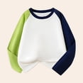 thumbnail image 2 of YDFCWXW Kids Girls T Shirts Raglan Long Sleeve Tee Casual Basic Crewneck Color Block Blouses Tops (Green, 3-4 Years), 2 of 8