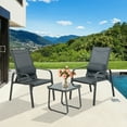 thumbnail image 3 of Gymax 3PCS Outdoor Bistro Set Patio Conversation Set w/ Adjustable Backrest Grey, 3 of 10