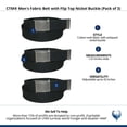 thumbnail image 3 of CTM  Fabric Belt with Flip Top Nickel Buckle (Pack of 3) (Men), 3 of 3